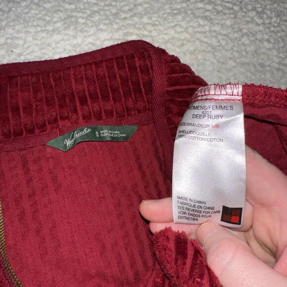 Woolrich Vintage Corduroy Zipper Vest Deep Ruby Red Womens Large EUC - Picture 7 of 11